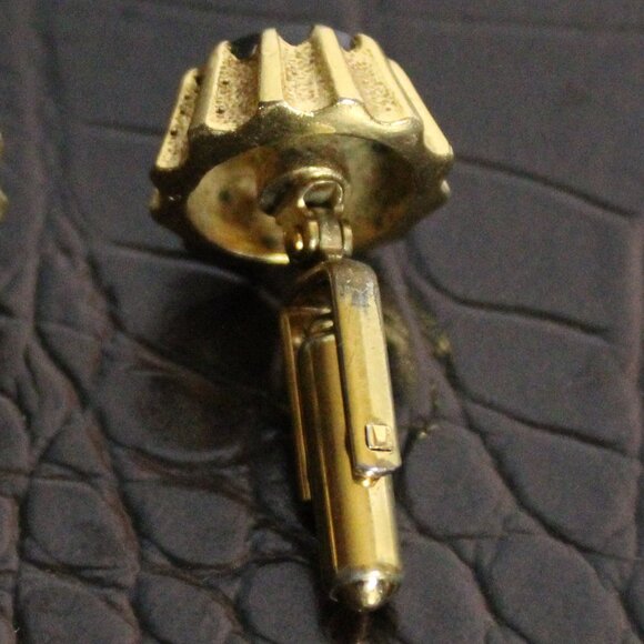 1970s Tiger's Eye Cuff Links Vintage Gold Toned - Picture 9 of 9